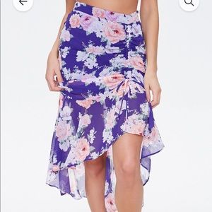 Forever 21 high low floral chiffon skirt